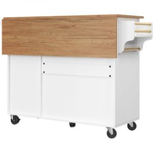 URBAN MEUBLE Desserte de cuisine mobile blanche plateau pliant extensible RIDGRSHORE