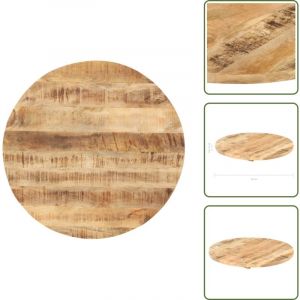 Dessus de table Bois de manguier solide Rond 25-27 mm 60 cm - Dessus De Table - Plateau De Table - Bois De Manguier - Table Ronde - Meuble Industriel