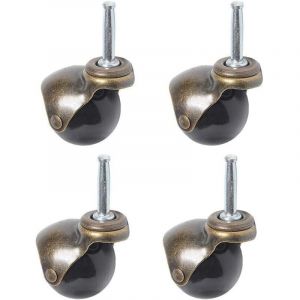 Roulettes pivotantes, roulettes à billes rotatives à 360 degrés, plaque supérieure avec capot, roulette de meuble, 4 pièces (roulette à bille avec