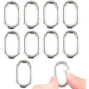 Largeight - 10 Pièces Petit Mousqueton Argent Ovale, Ressort Intégré Mini Mousqueton, Alliage De Zinc Mousqueton Sac a Main, Mousqueton pour Le