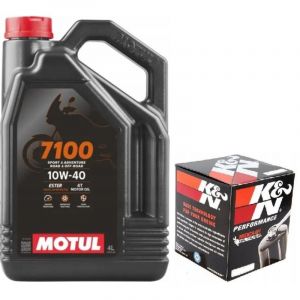 Huile Motul 7100 10W40 4L + Filtre &agrave; huile K&N KN204 4T Honda Yamaha Kawasaki