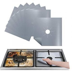 Largeight - Protection de Gazinière, Lot de 4 Protection Cuisinière à Brûleurs Gaz, en Fibre Réutilisable Facile à Nettoyer et à Couper