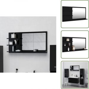 Miroir de salle de bain noir 90x10,5x45 cm bois d'ing&eacute;nierie - Miroir Salle De Bain - Miroir Moderne - Meuble Salle De Bain - Rangement Salle De Bain