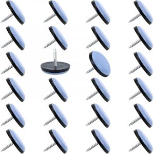 Lot de 24 patins de chaise &agrave; clouer (2,5 cm de diam&egrave;tre), patins de chaise en t&eacute;flon pour parquet, tapis, meubles en bois, patins de d&eacute;placement de