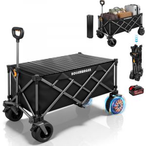 Chariot Pliable &eacute;lectrique 280L 120KG avec 50W Double Moteur Sans Balai, avec Plateau, 4.0AH Batt. 3 Vitesses, Compat. Makita 14.4V Batt. Enfants de
