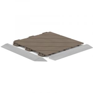 Dalle plastique marron clair 8 mm Dalle &agrave; queues d'aronde pour usage intensif Dalle 31,6x31,6 cm effet bois id&eacute;al pour terrasse - Brown
