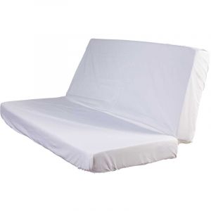 Terre De Nuit - Drap housse blanc pour matelas clic-clac bonnet 20 cm 130x190 - Blanc