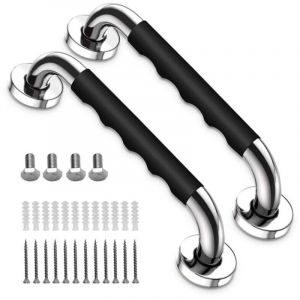 2 Pi&egrave;ces Poign&eacute;e de Baignoire, 33 cm Antid&eacute;rapante Barre d'appui de Salle de Bain, Barre d'Appui en Acier Inox Murale Poign&eacute;e de Douche pour