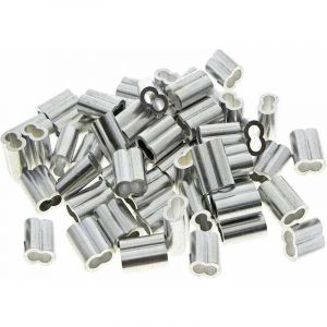 Jalleria - 50 Pièces Manchons Doubles en Aluminium, 3mm Câble Acier Manchons, Clips de Manchon de Boucle de Sertissage en Aluminium avec Doubles