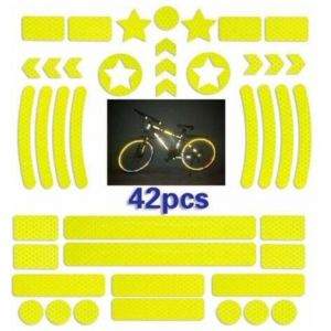 42 Pi&egrave;ces Sticker reflechissant Casque Velo,Bande reflechissante Velo autocollante,Autocollants R&eacute;fl&eacute;chissants pour V&eacute;los,Sticker reflechissant Velo