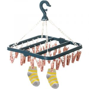 Support Chaussettes Etendoir, Etendoir Chaussette avec 32 Pinces pour sous Vêtements, Chaussettes, Durable Pinces à Linge en Plastique pour Intérieur
