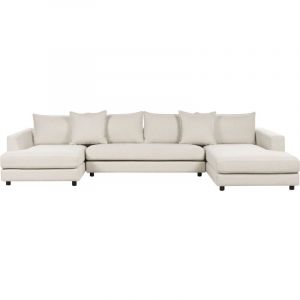 Canapé d'Angle Moderne en Forme de u Dossier Rembourré avec Coussins et Housses Amovibles en Tissu Beige Clair Lilviken