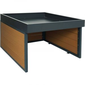 Décoshop26 - Abri pour robot tondeuse avec bac à plantes 40x60x73 cm fer et plastique aspect chêne 040006943