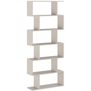 Pegane - Etag&egrave;re asym&eacute;trique haute, meuble &eacute;tag&egrave;re coloris beige - Longueur 80 x profondeur 24,60 x hauteur 191 cm