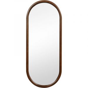 Goplus - Miroir Mural Peu Encombrant, Grand Miroir D&eacute;coratif avec Cadre en Bois Massif, Miroir hd & 4 Crochets de Fixation, Miroir Ovale Suspendu