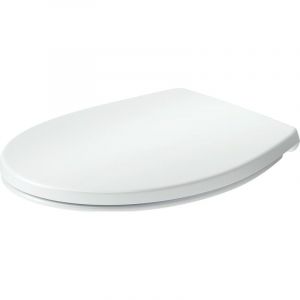 DURAVIT - Abattant WC plastique Ovale Blanc, Lunette toilettes universel &agrave; frein de chute / fermeture amortie - 36,8x43,7x5,1cm - Univavo