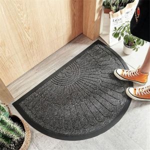 (50 80CM,Gris fonc&eacute;)Tapis de Porte Demi-Rond, Doux Antid&eacute;rapant Tapis Entr&eacute;e Int&eacute;rieur Lavable Tapis Paillasson pour entr&eacute;e d