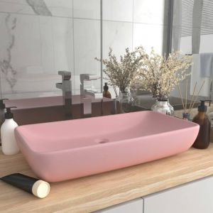 Design In - Vasque à poser Lavabo Évier à poser Bac à laver de luxe rectangulaire Rose mat 71x38 cm Céramique CVW65114