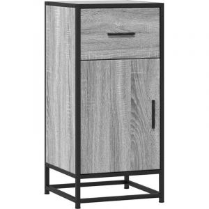 Buffet，Bahut，Meuble de Rangement sonoma gris 35,5x35x76 cm bois d'ing&eacute;nierie et m&eacute;tal CFW75205