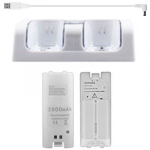 2 x 2800mah batterie rechargeable et station de charge de la batterie Wii