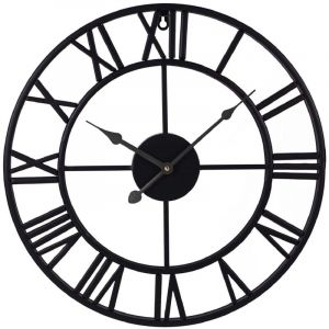 Horloge Murale Silencieuse, Chiffres Romains Modernes Grandes Horloge Murale, silencieuse en métal Rond sans tic-tac pour Salon, Cuisine, Chambres