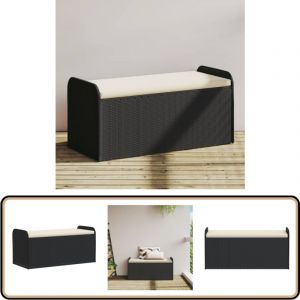 Vidaxl - Banc de rangement avec coussin noir 115x51x52 cm résine tressée - Banc De Jardin - Meuble De Jardin - Rangement Extérieur - Coffre De Jardin