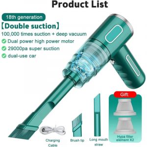 Souffleur de feuilles &eacute;lectrique 29 000 Pa, aspirateur de voiture sans fil &agrave; forte aspiration, collecteur de poussi&egrave;re, aspirateur eau et poussi&egrave;re