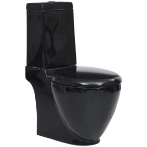 Maisonchic - Toilette,Pack wc complet en c&eacute;ramique ronde &eacute;coulement d'eau au fond noir ASAF52262 design in