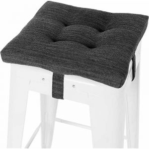 Coussin de si&egrave;ge carr&eacute;, Tabouret de Bar Super Doux Coussin de si&egrave;ge carr&eacute; avec Attaches - Un Seul Coussin, Gris-Noir (12 '' (30 cm)),A