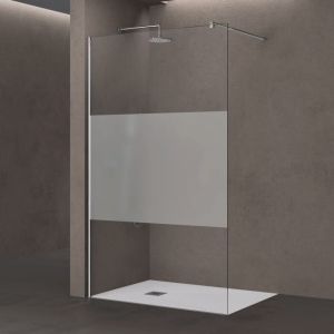 doporro Paroi de douche &agrave; l'italienne 160cm avec bande opaque pare-douche Bremen1MS 160x200cm montage r&eacute;versibleverre de s&eacute;curit&eacute; stabilisateur