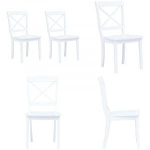 Vidaxl - Chaises à manger lot de 2 blanc bois hévéa massif - Chaise De Salle à Manger - Chaise De Cuisine - Chaise Moderne - Chaise Blanche - Meuble