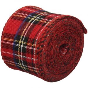 Ruban de lin décoratif de Noël en fil de fer - rouleau de lin - 2 (modèle 5 cm 6 mètres par rouleau)