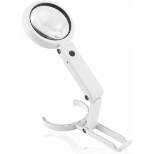 Loupe eclairante &agrave; Main sur Pied 5X 11X avec lumi&egrave;re 8 LED, loupe de Lecture, loupe de Table avec Support Pliable, pour Lecture, l'inspection,