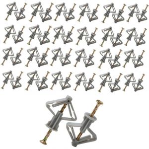 100 Pi&egrave;ces Fixations pour Plaques de Pl&acirc;tre (50 Chevilles Murales et 50 Vis Placo), Chevilles pour Plaques de Pl&acirc;tre, Ancres Chevilles et Vis pour
