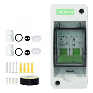 DEWIN 2P 63A DC 1000V Disjoncteur PV Mini Disjoncteur Solaire avec Boîte de Distribution étanche