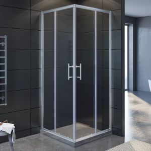 Sonni - Cabine de douche/paroi de douche 70x70x195cm accès d'angle double porte coulissante verre véritable