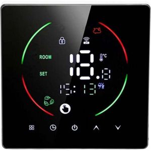 Thermostat intelligent pour chauffe-eau/chaudi&egrave;re 3 A AC 90 V-240 V, &eacute;cran tactile intelligent, thermostat couleur programmable pour maison, bureau,