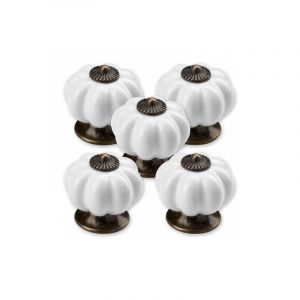 5 x Bouton de Meuble Pommeau ø 30 mm Blanc Piédestal Bruni Bouton de Tiroir Bouton en Porcelaine