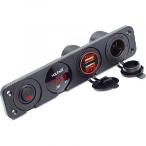 Rapanda - dc 12 v &ndash; 24 v led Digital usb Voltm&egrave;tre + Panneau de prise d'alimentation usb double 2.1 A/1 a chargeur usb pour voiture bateau marine rv
