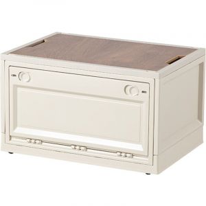 1 Caisse de Rangement avec Couvercle Boite Rangement Plastique Pliable et Empilable Grande Bac de pour Camping, Coffre de Voiture, Maison, 30L, Blanc