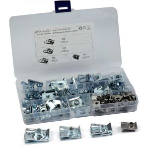 80 Pcs Car&eacute;nage Spire Vitesse Clips Pince Fixation Vis &Eacute;crous Kits, U &Eacute;crou Car&eacute;nage Printemps Carrosserie Garniture Panneau Moto V&eacute;lo U Clips