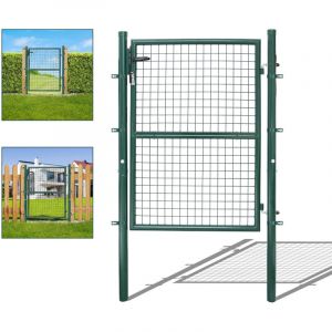 Jiubiaz 150x100cm Portillon de jardin En acier galvanis&eacute; - Portail de jardin - Porte de cl&ocirc;ture - Avec serrure, poign&eacute;e et cl&eacute; Portillon grillag&eacute;