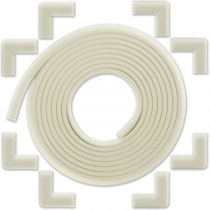Protection des Bords et Coins de Meubles Kit de S&eacute;curit&eacute; avec 8 Angles et Rebord de 6m en Mousse pour Table et Plus Blanc