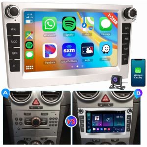 Essgoo - 1+32G pour Opel Corsa c/d Zafira b Astra g h Vivara Combo Signum Vivaro Android 14 Autoradio Carplay Blanc+CAM