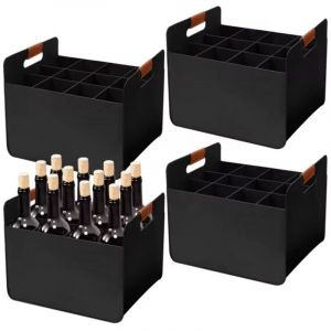 Casier &agrave; vin 2 pi&egrave;ces pour 12 bouteilles - Casier &agrave; vin - Casier &agrave; vin en feutre - Casier &agrave; vin avec poign&eacute;e de transport - Casier &agrave; vin pliable
