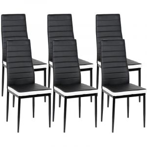 Lot de 6 Chaises de Salle à Manger Chaise de Cuisine Cuir synthétique pour Salle à Manger Cuisine Salle de Réunion Noir+Blanc