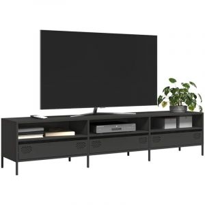 Maison Chic - Meuble TV-Banc TV-Meuble Télé noir 202x39x43,5 cm acier laminé à froid 227091
