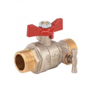 Sferaco - Vanne &agrave; sph&egrave;re PN25 acs Manette Papillon rouge M&acirc;le/M&acirc;le &agrave; purge 1' (26/34) passage standard