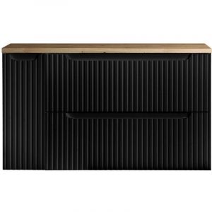 Meuble sous lavabo Newport 101 x 60 x 40 cm noir effet chêne [en.casa]