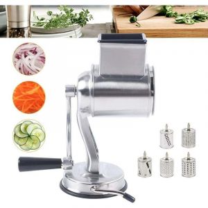 R&acirc;pe &agrave; Tambour Manuelle, Trancheuse &agrave; L&eacute;gumes En Acier Inoxydable Trancheuse &agrave; L&eacute;gumes R&acirc;pe Rotative Moulin &agrave; Fromage Avec 5 Lames De Tambour Pour